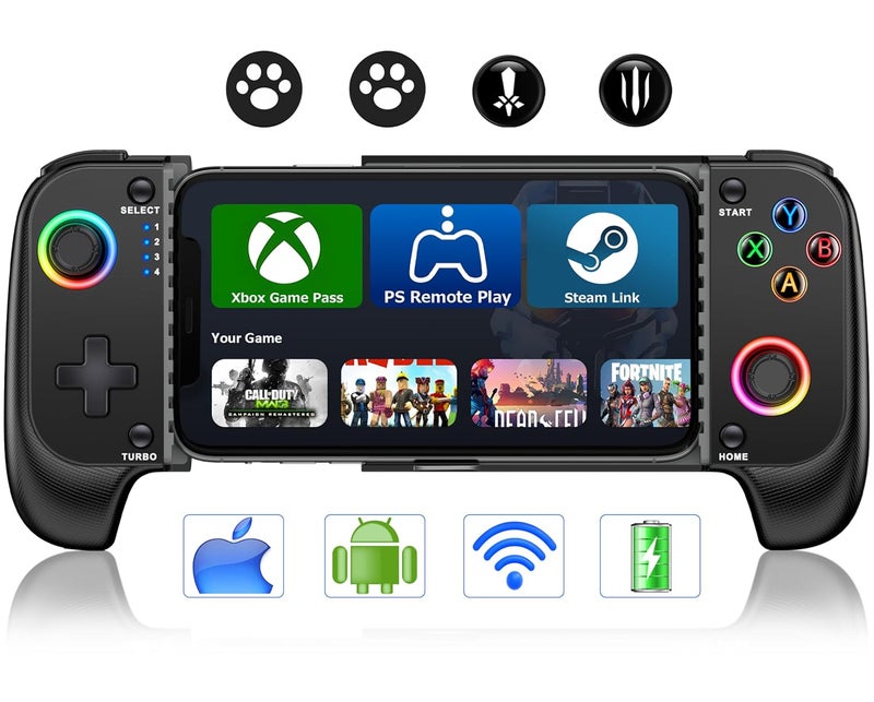 KICKDOT Wireless Phone Controller for iPhone/Android with Hall Joystick, Mobile Gaming Controller for iOS Support Xbox Game Pass, PlayStation, Steam Link, Call of Duty,Roblox, Cloud Gamepad - Image 1